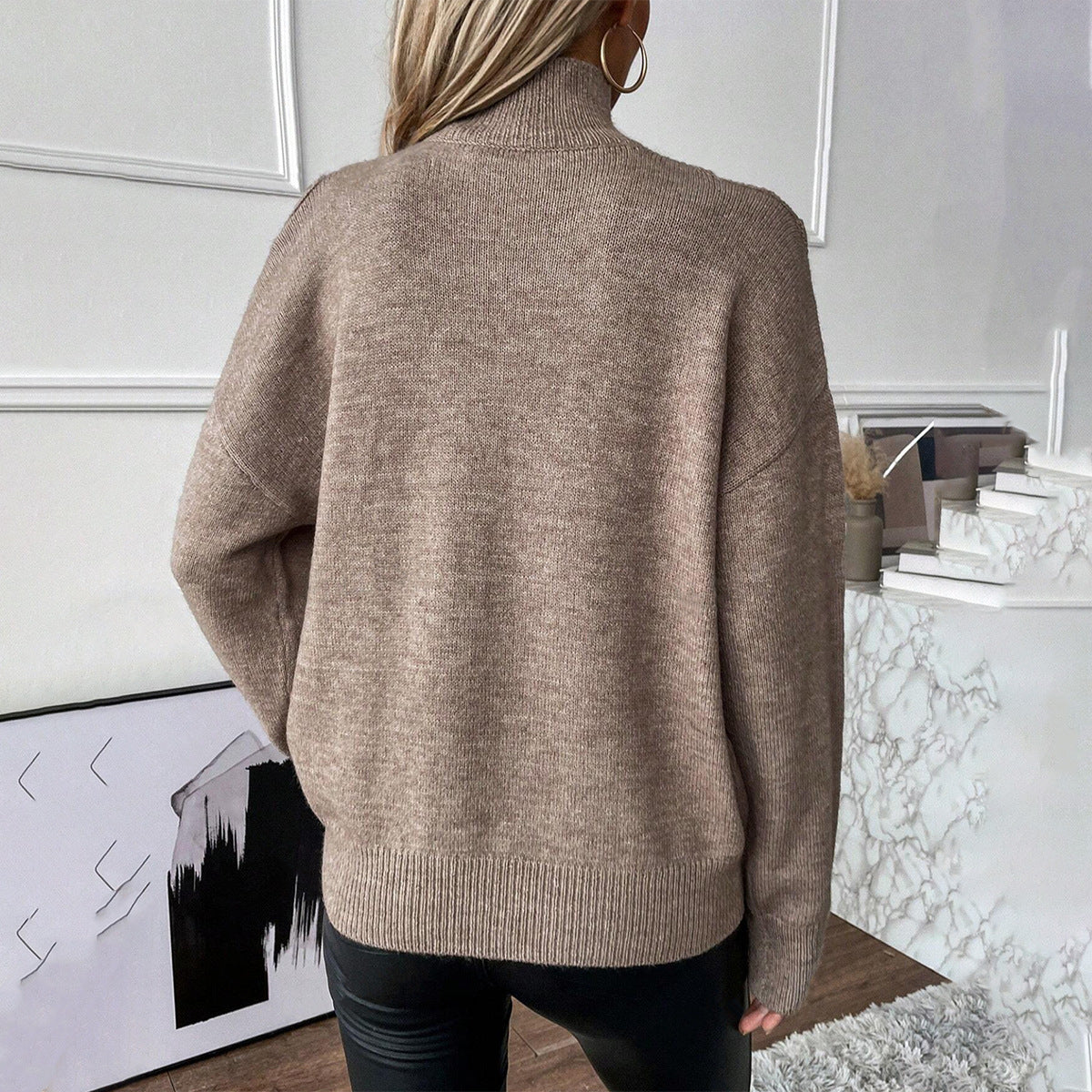 Rollkragenpullover Damen | Off-Shoulder & Bequem 3