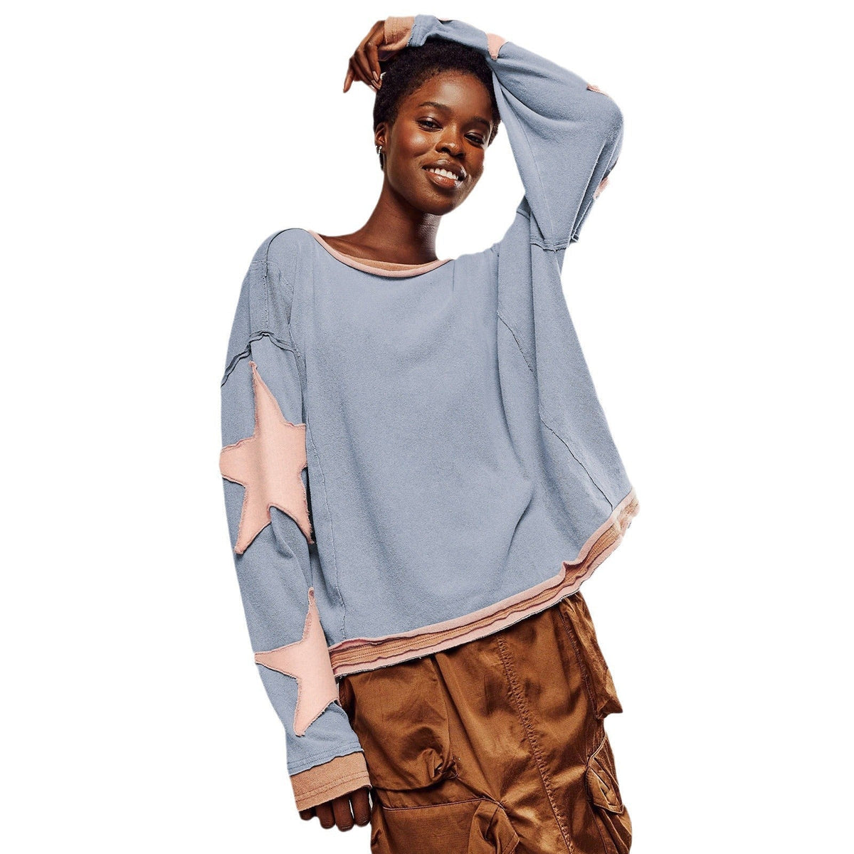 Sweatshirt Damen | Gestreiftes Design mit Sternen-Detail 7