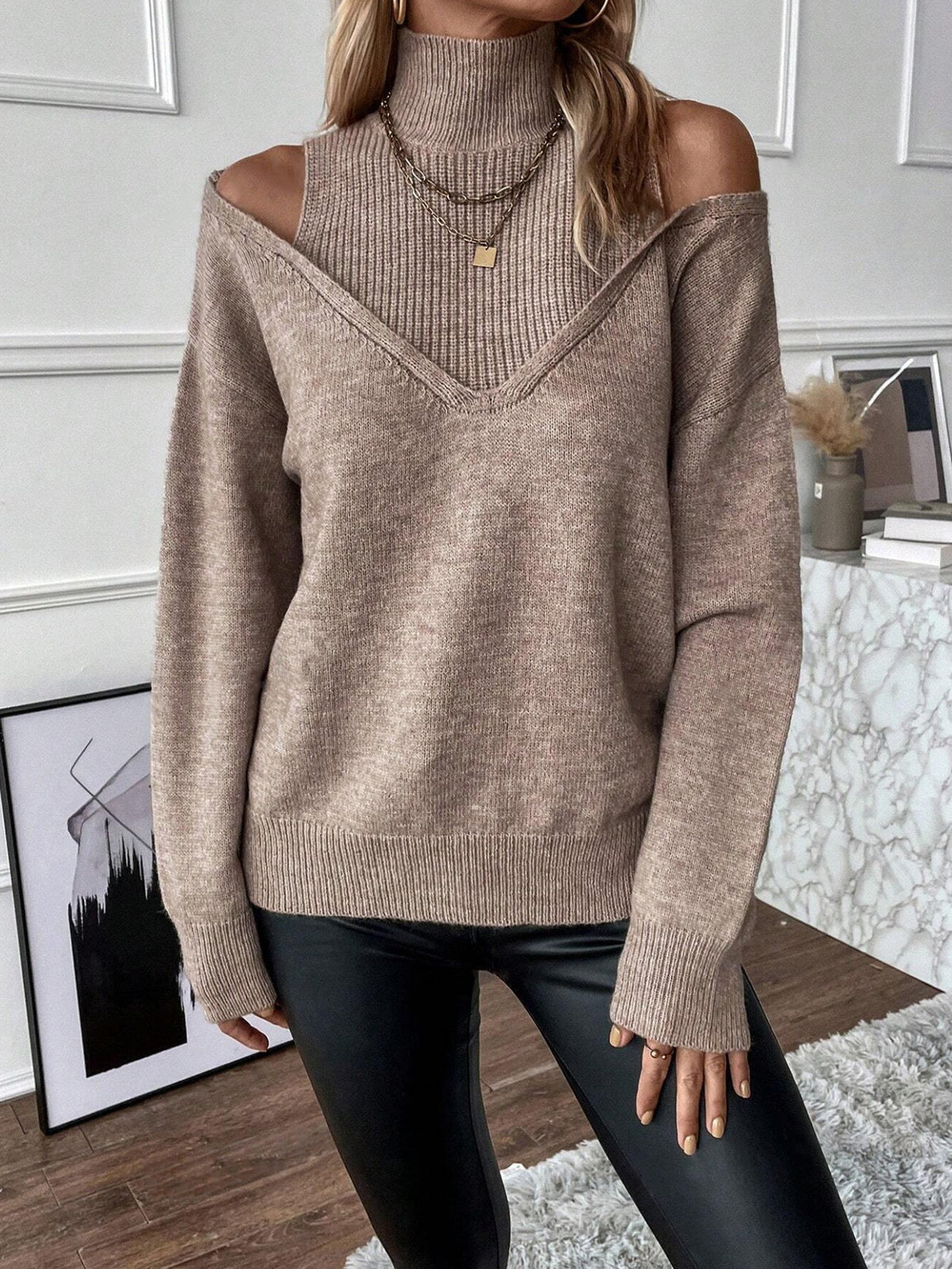 Rollkragenpullover Damen | Off-Shoulder & Bequem 7