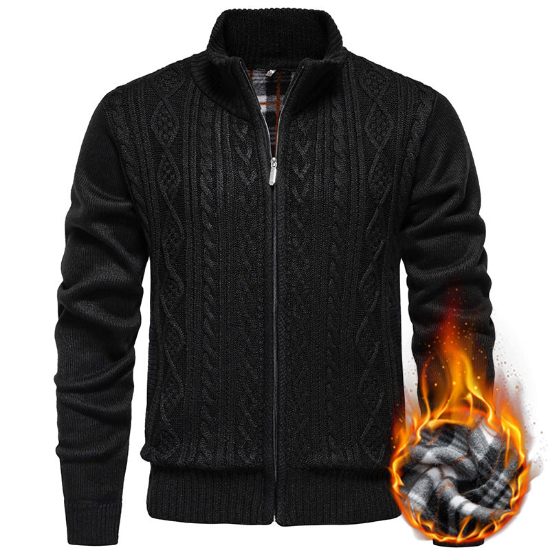 Strickjacke Herren | Zopfmuster & Stehkragen 1