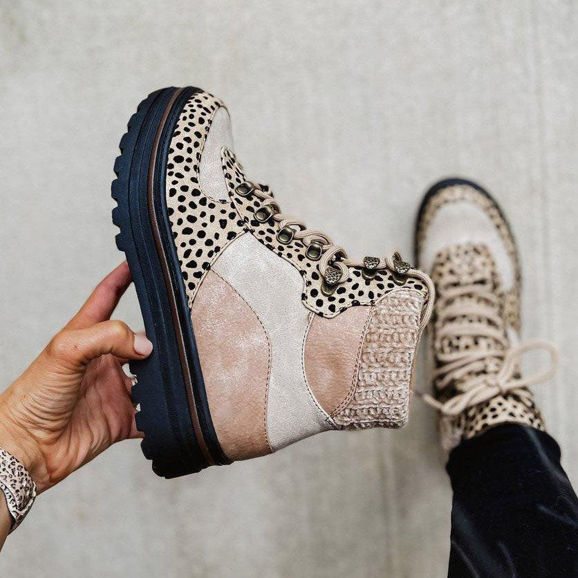 Schnürstiefel Damen | Auffälliges Leoparden-Muster 5