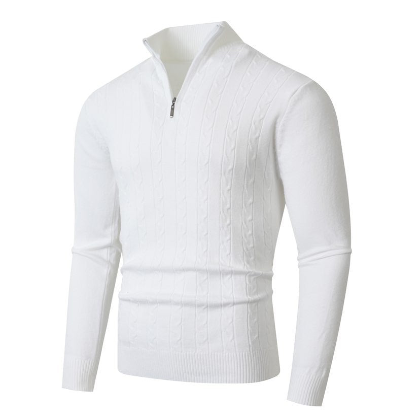 Zopfmuster-Pullover Herren | Stehkragen mit Halbzip 9