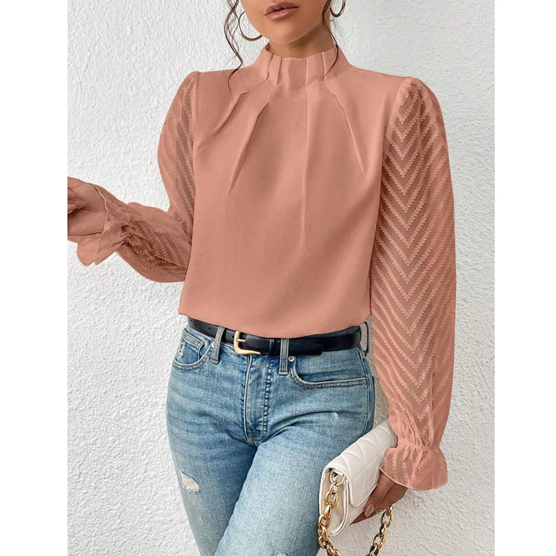 Oberteil Damen | Mesh-Ärmel & Elegant