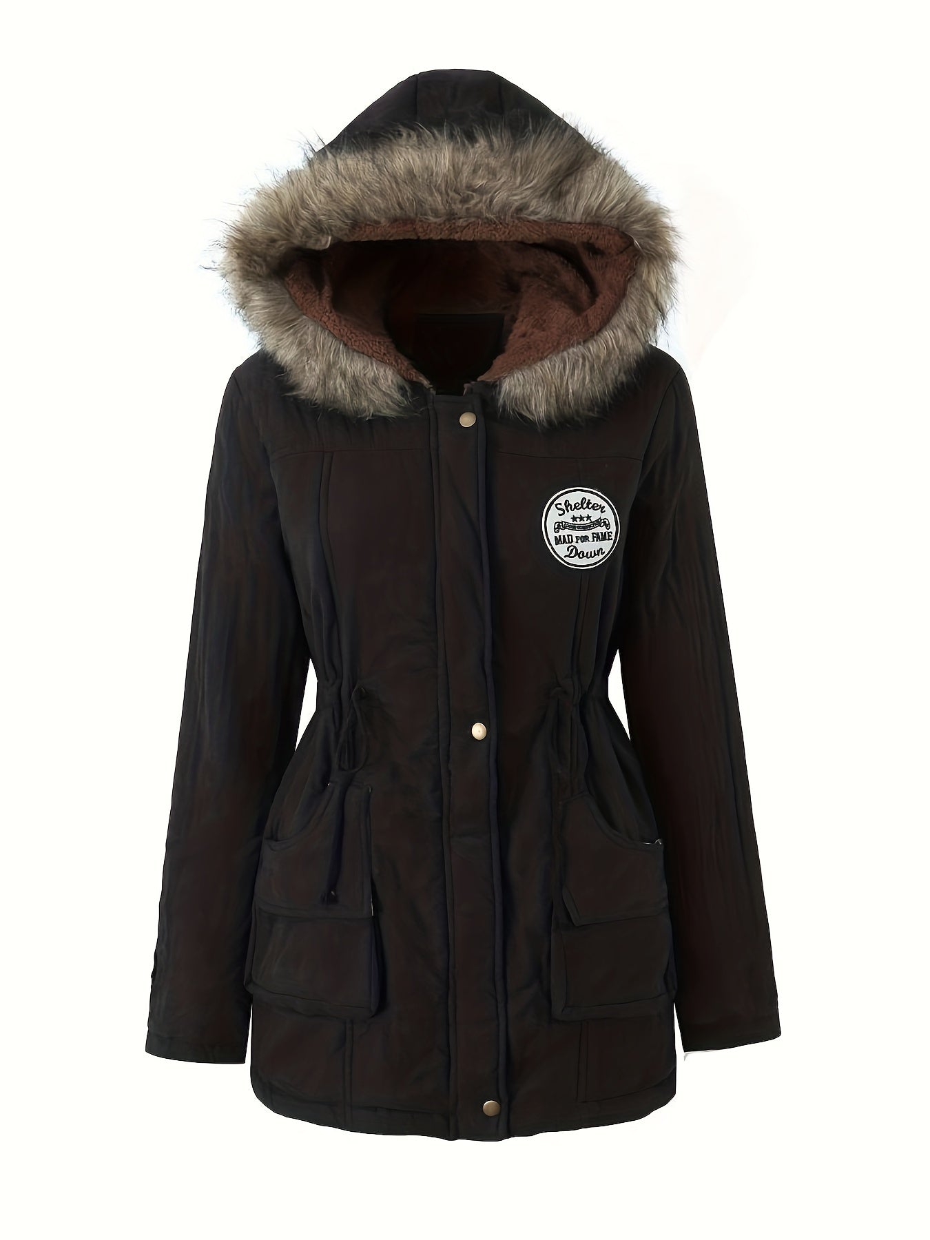 Olive - Elegante Fleece Parka Winterjacke