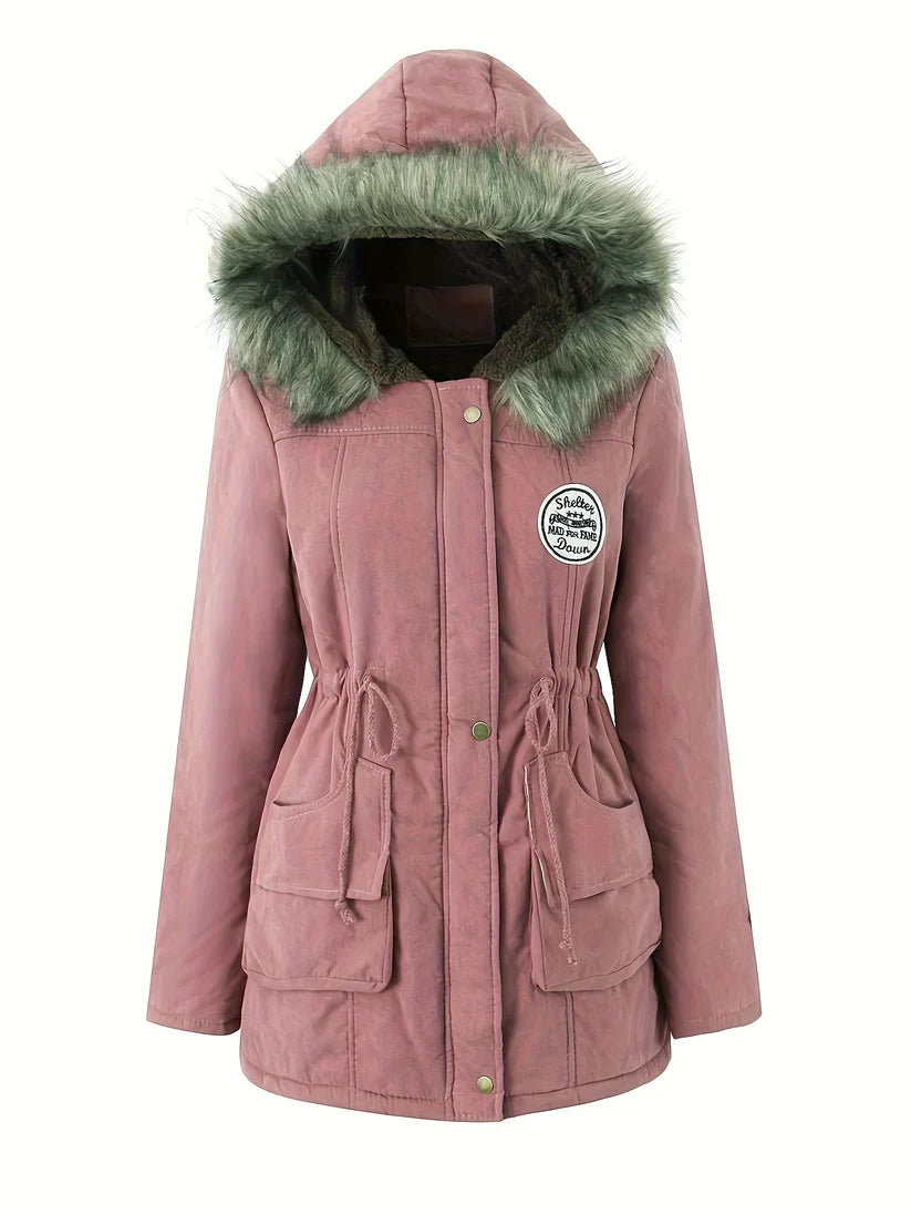 Olive - Elegante Fleece Parka Winterjacke