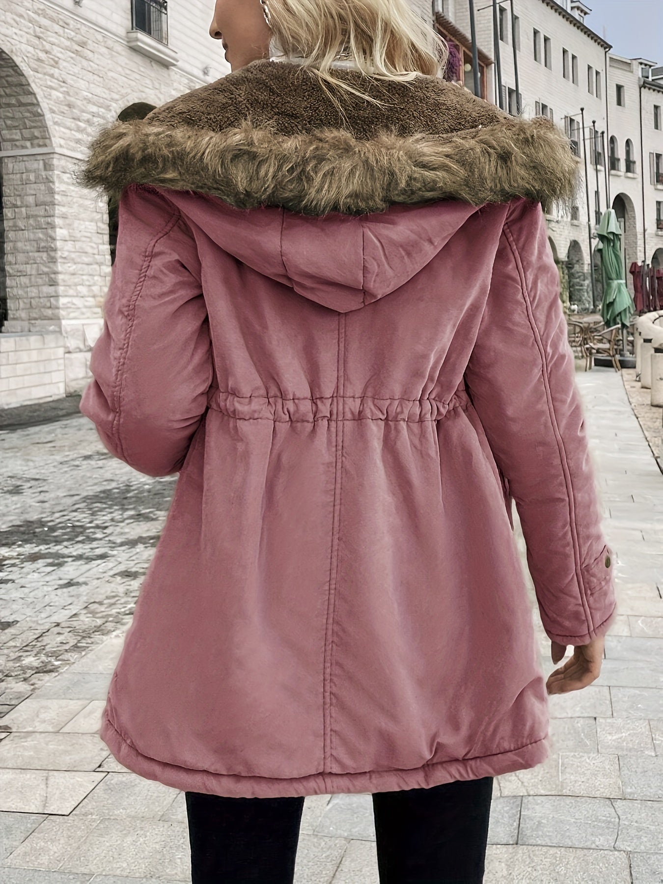 Olive - Elegante Fleece Parka Winterjacke