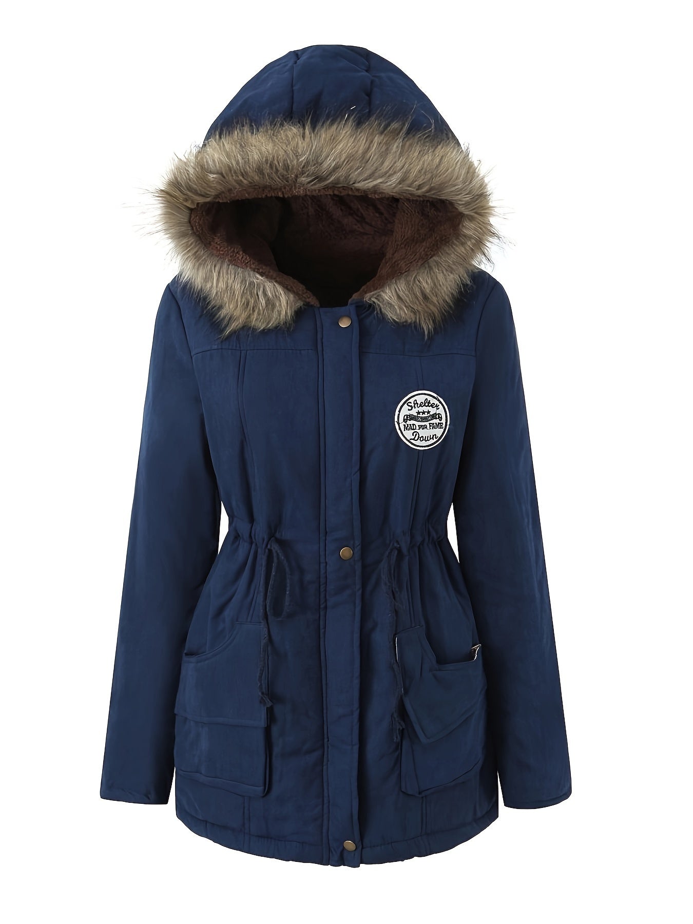 Olive - Elegante Fleece Parka Winterjacke