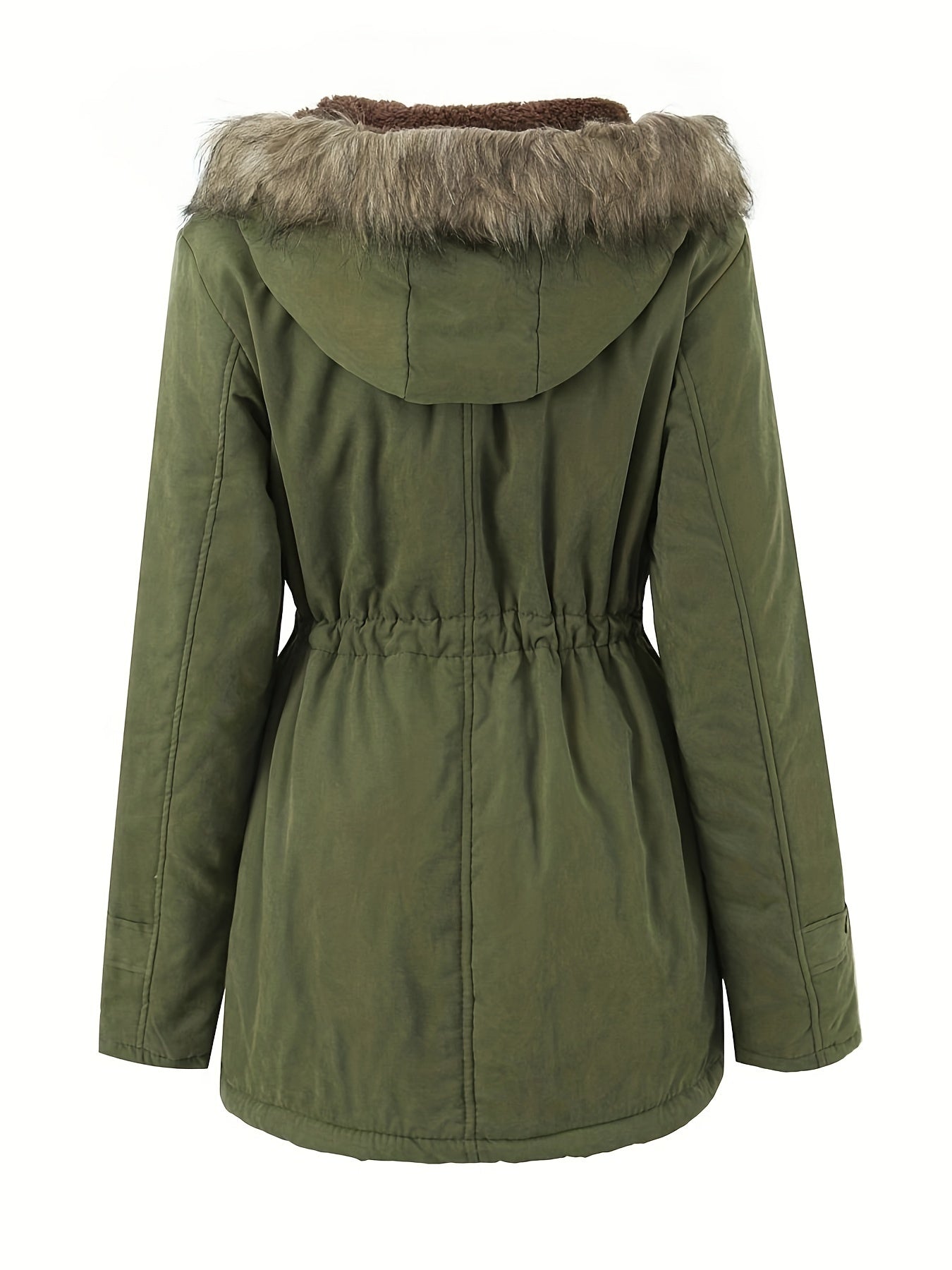 Olive - Elegante Fleece Parka Winterjacke
