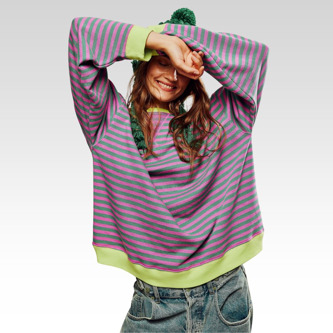 Mana | Gestreifter Oversize-Pullover 0
