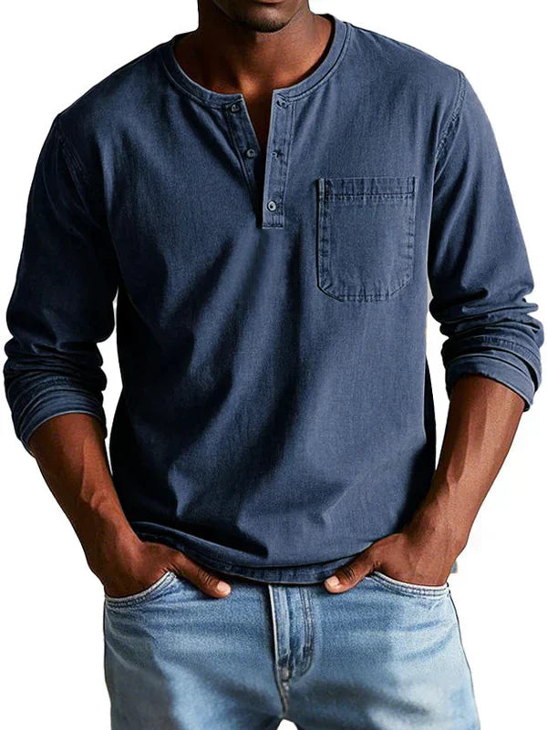 Philipp | Herren Lässiges Langarm-Henleyshirt 2