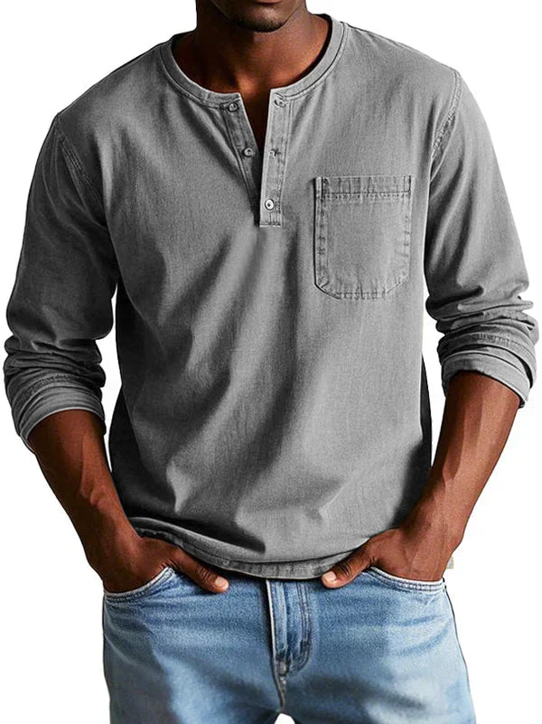 Philipp | Herren Lässiges Langarm-Henleyshirt 3