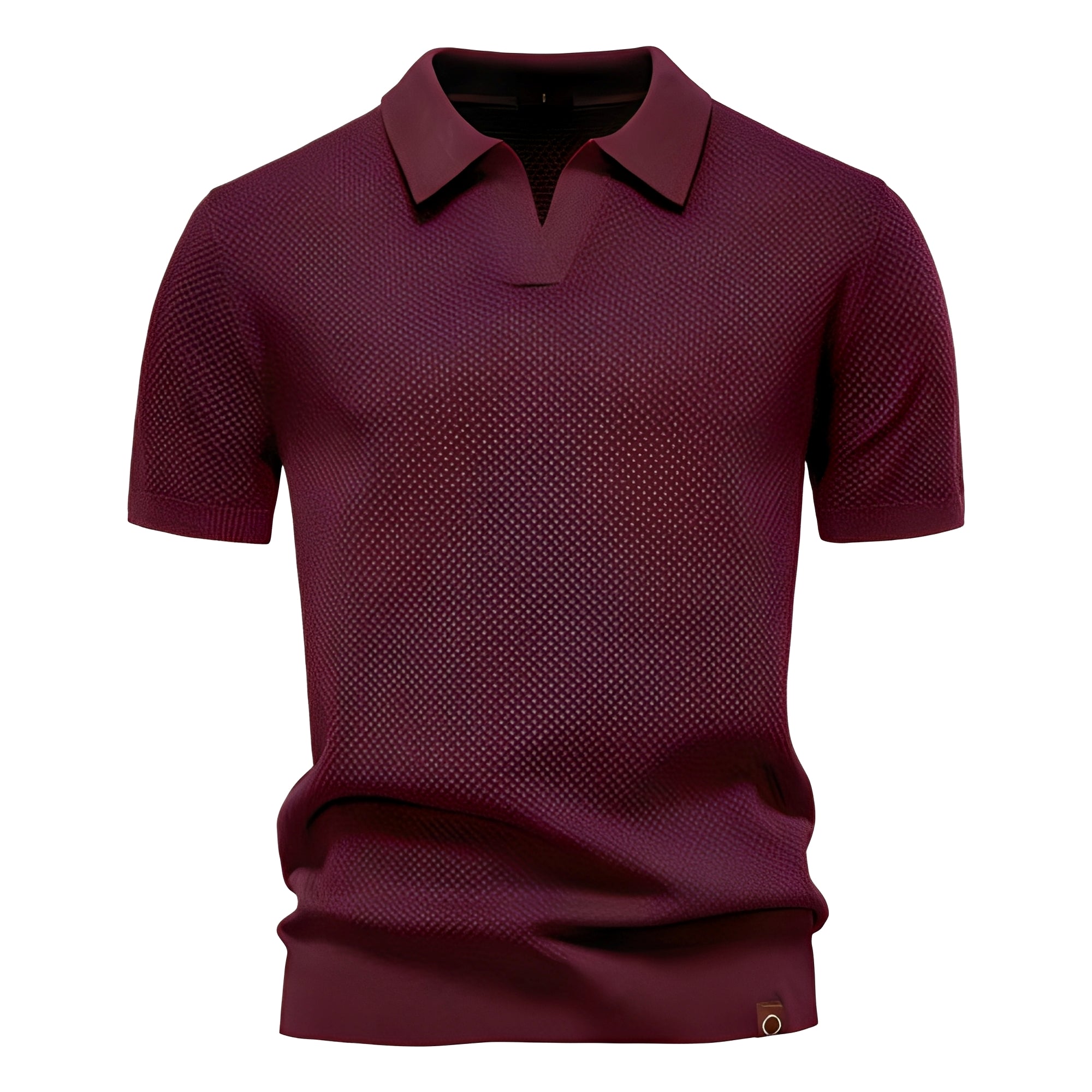 Polo Herren | Kurzarm Strickpolo mit V-Ausschnitt & Struktur-Muster