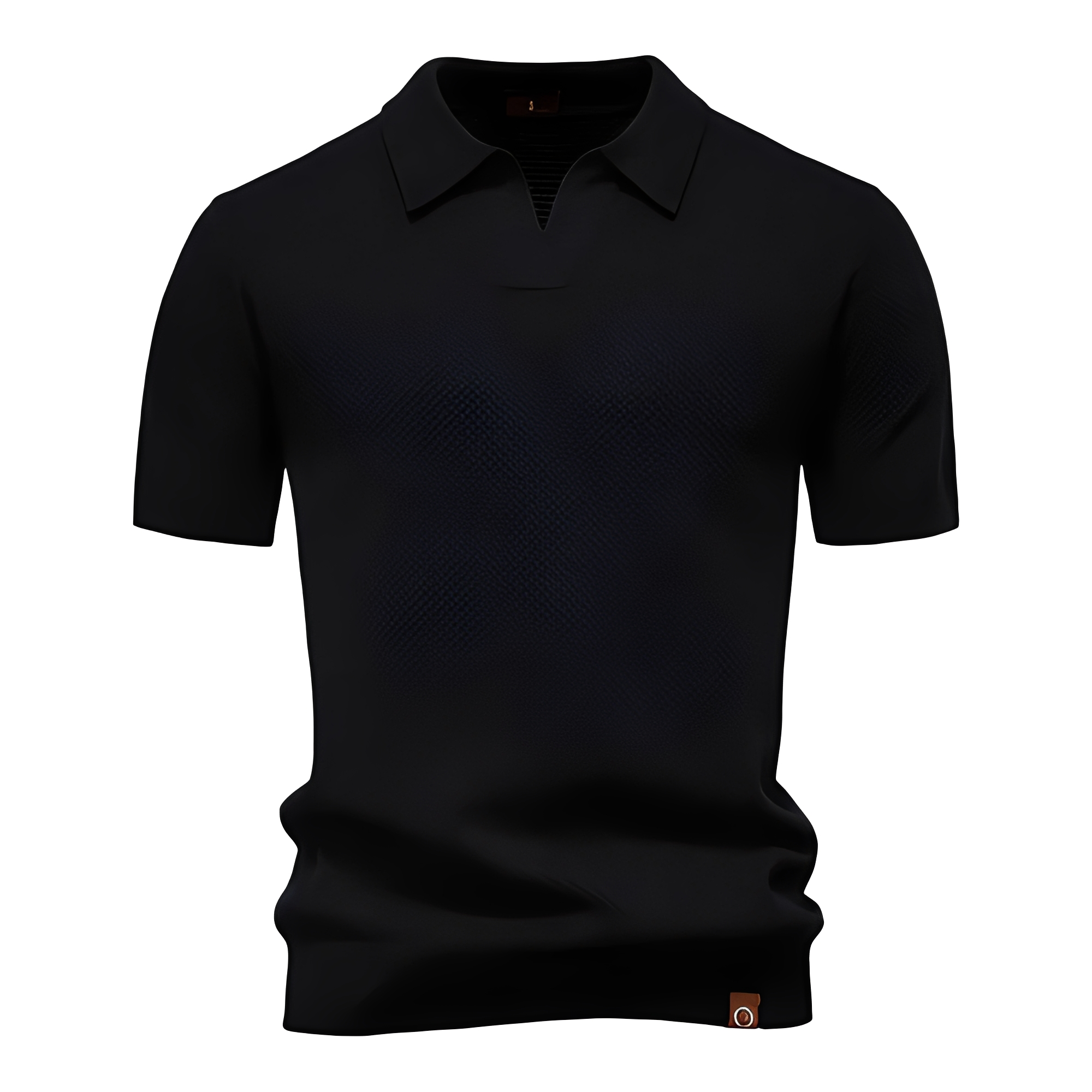 Polo Herren | Kurzarm Strickpolo mit V-Ausschnitt & Struktur-Muster