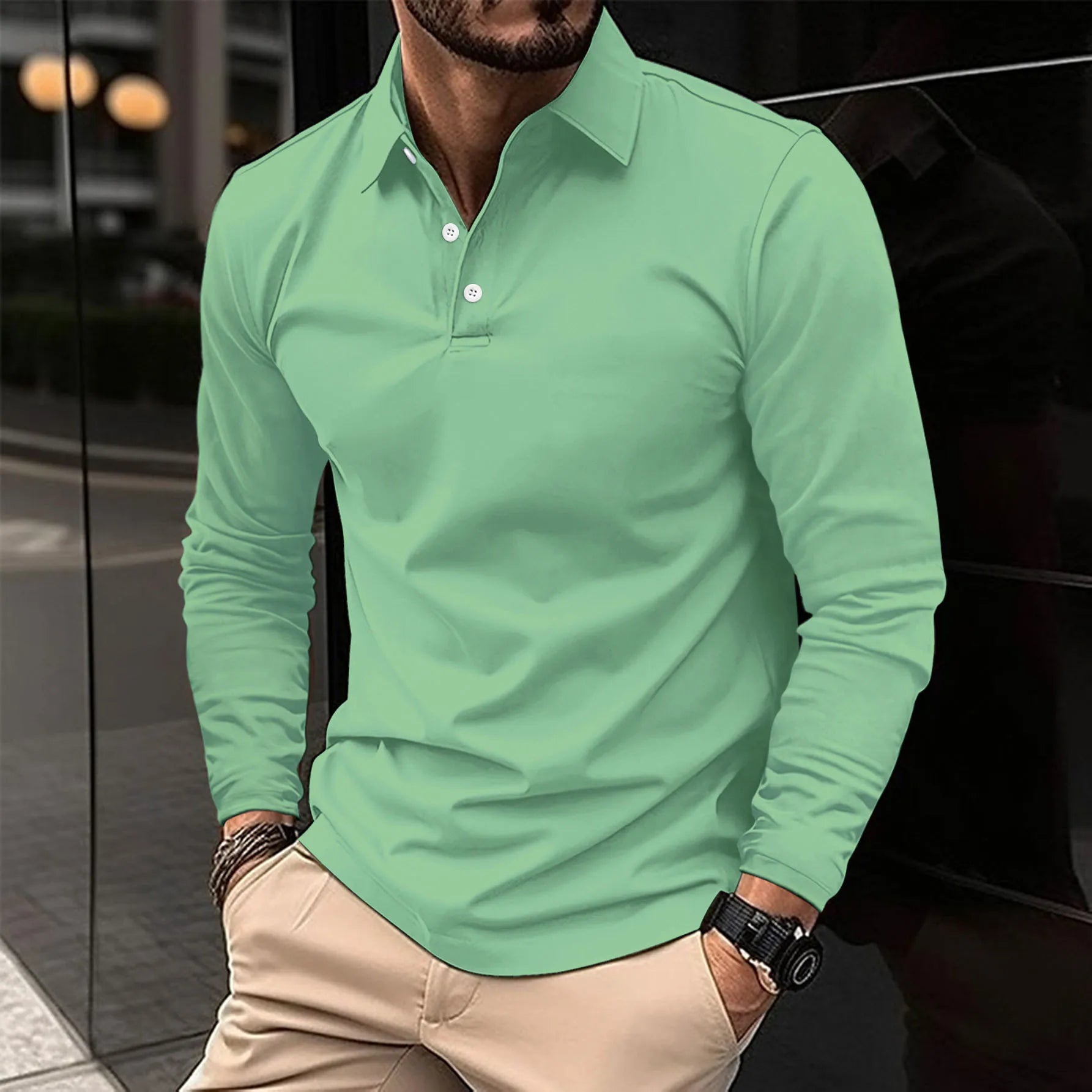 Polo Shirt Herren | Langarm & Klassischer Umlegekragen