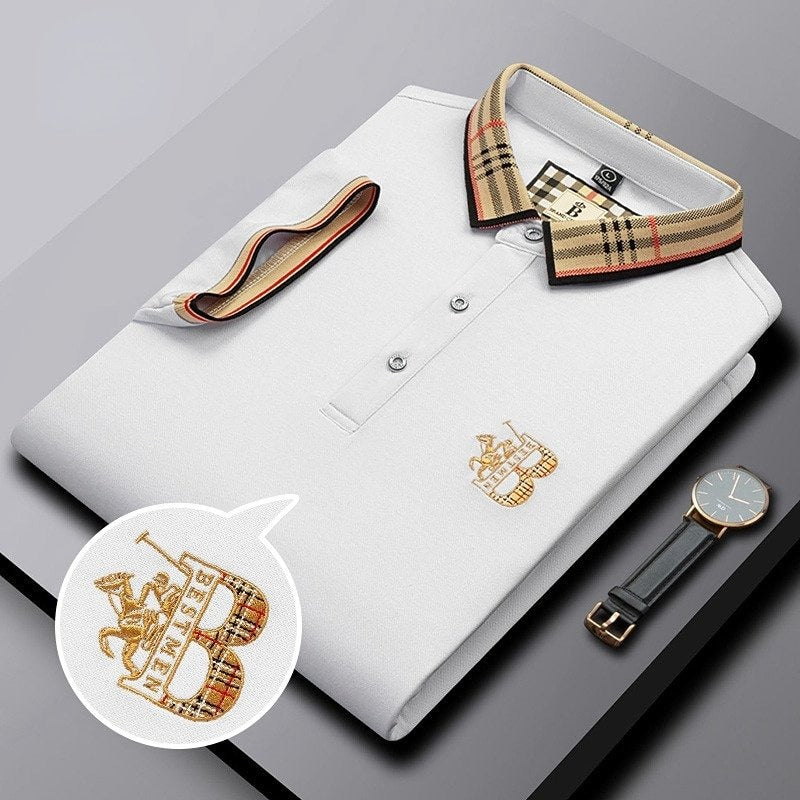 Polohemd Herren | Karierter Kragen & Edle Stickerei