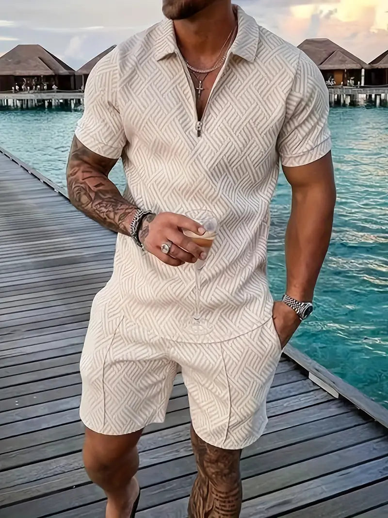 Polohemd und Shorts Herren | Strukturiertes Sommer-Set