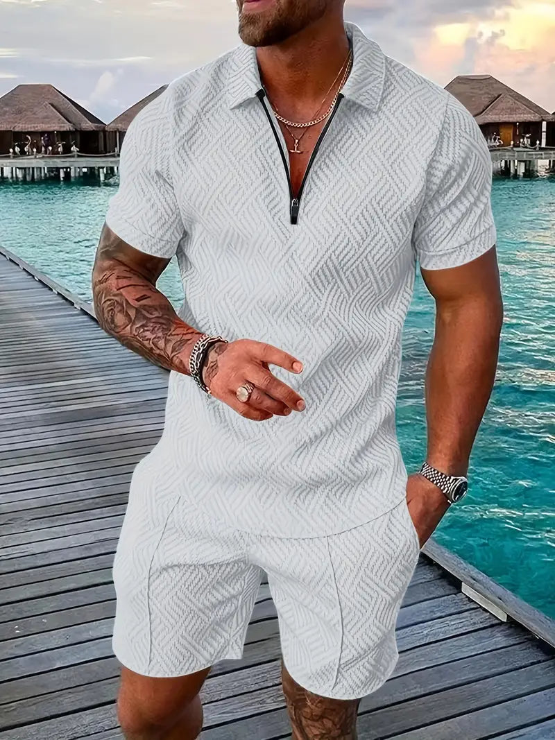 Polohemd und Shorts Herren | Strukturiertes Sommer-Set