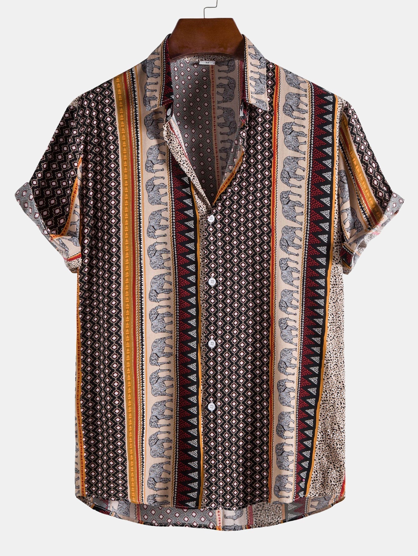 Poloshirt Herren | Boho Ethno-Print & Kurzarm