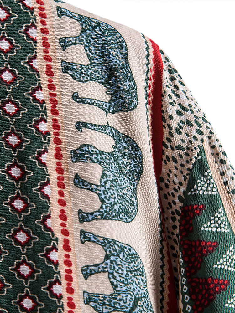 Poloshirt Herren | Boho Ethno-Print & Kurzarm