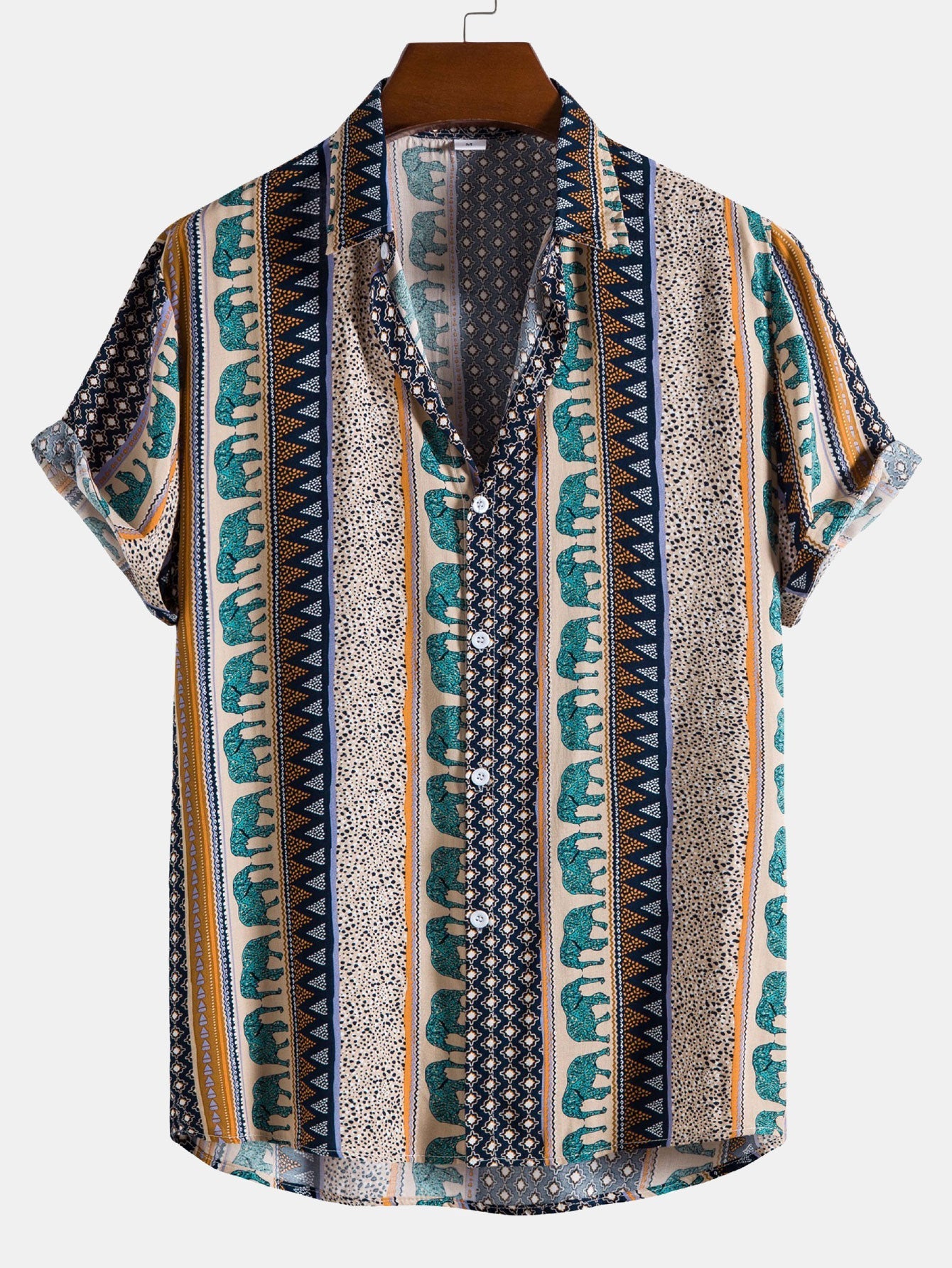 Poloshirt Herren | Boho Ethno-Print & Kurzarm