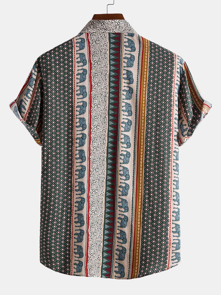 Poloshirt Herren | Boho Ethno-Print & Kurzarm