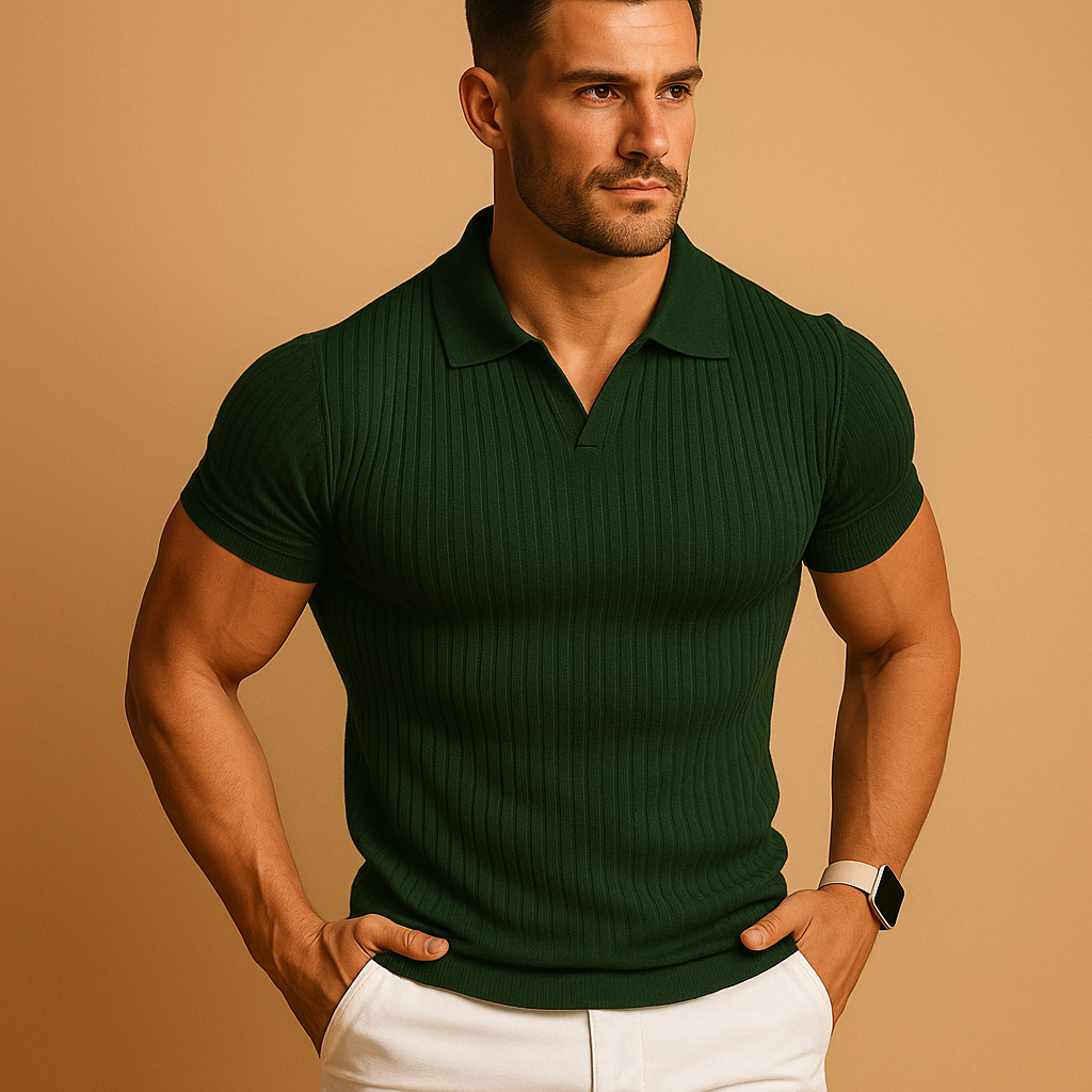 Renvaro – Slim-Fit-Poloshirt für Herren mit V-Ausschnitt und kurzen Ärmeln 2