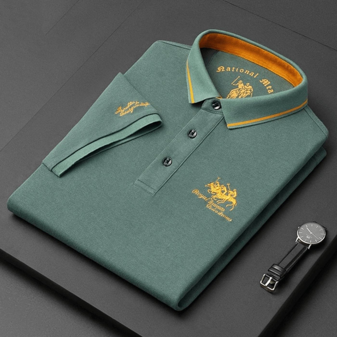 Poloshirt Herren | Sticklogo & Kontrastkragen
