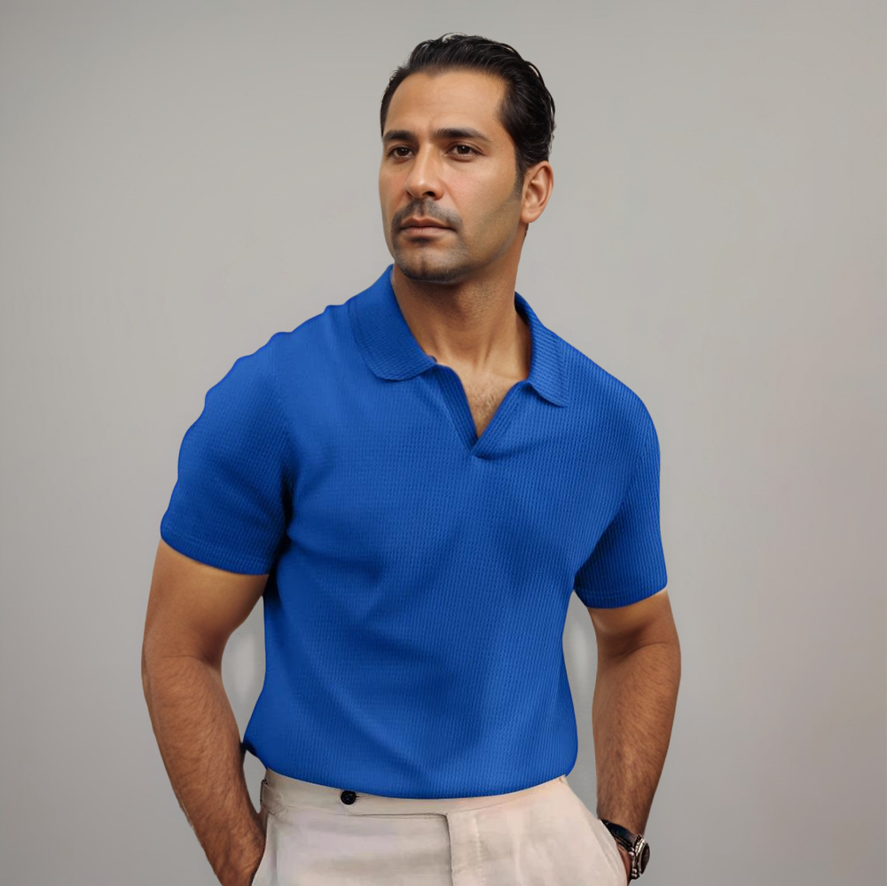 Poloshirt Herren | Struktur-Optik & Offener Kragen
