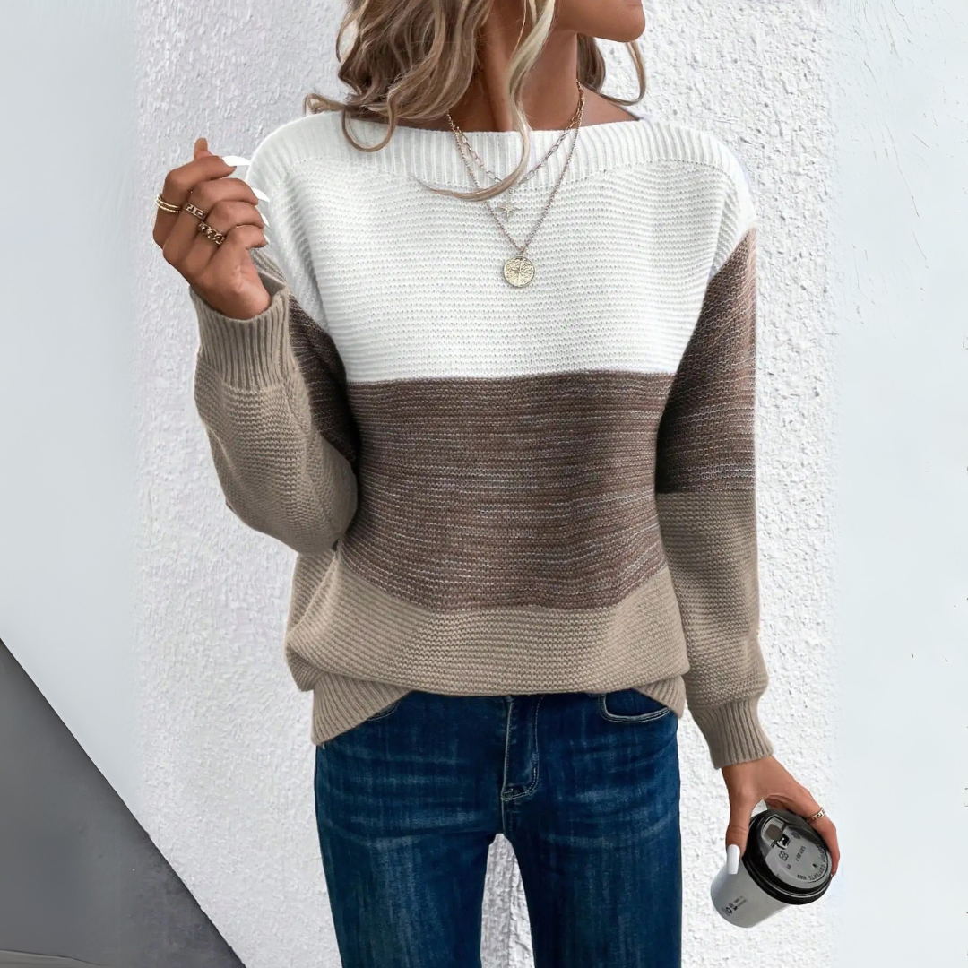 Pullover Damen | Colourblock & U-Boot-Ausschnitt