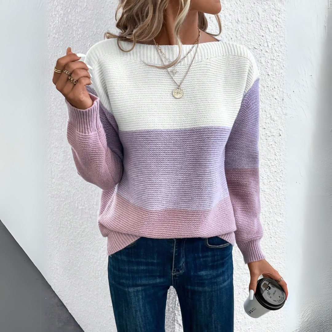 Pullover Damen | Colourblock & U-Boot-Ausschnitt