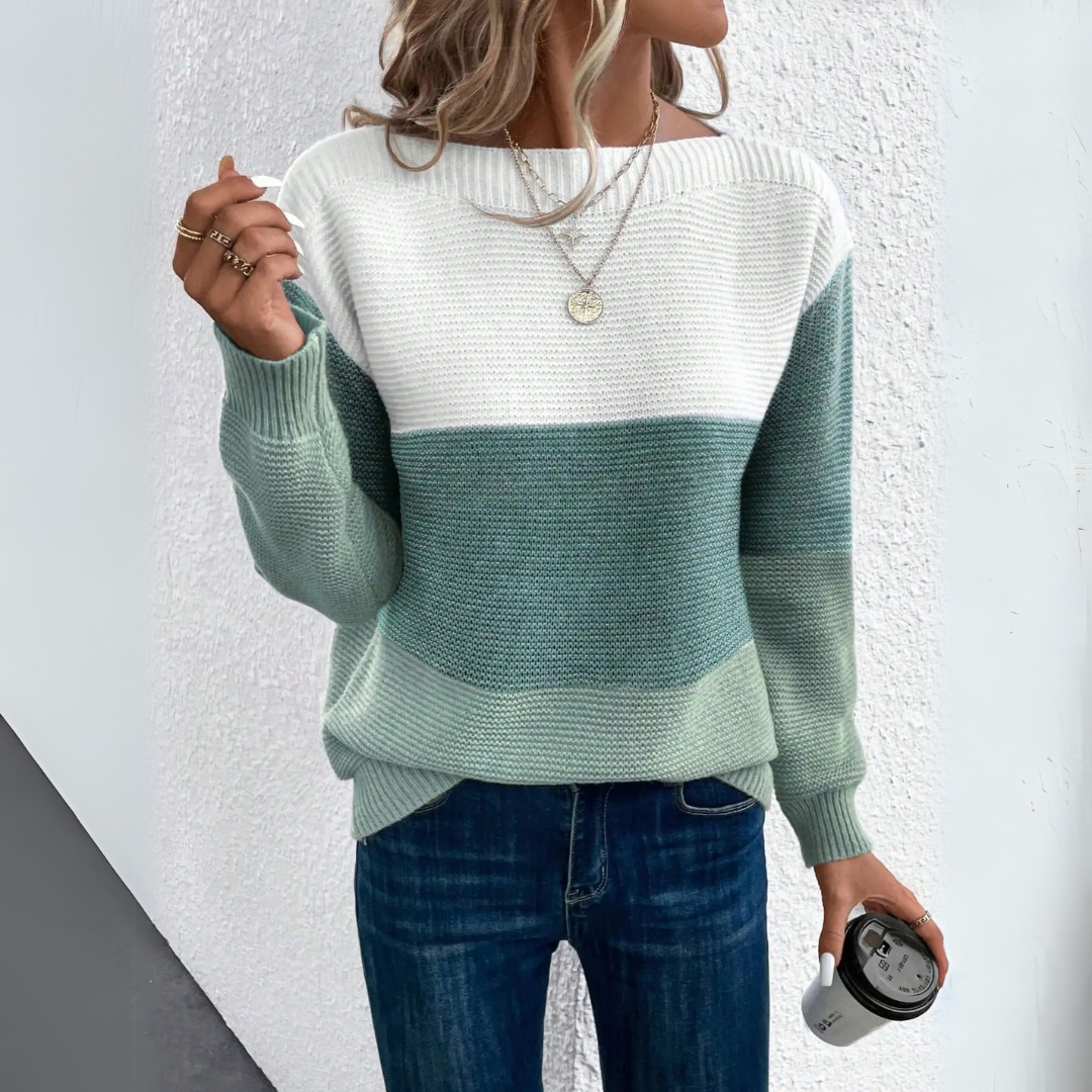 Pullover Damen | Colourblock & U-Boot-Ausschnitt