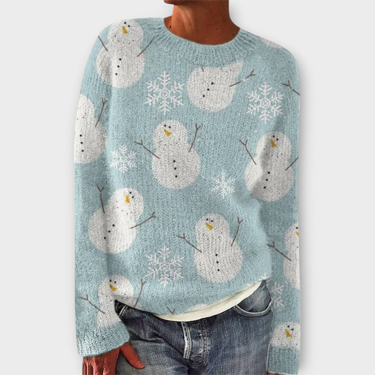 Pullover Damen | Geweih-Dessin & Rundhals-Ausschnitt