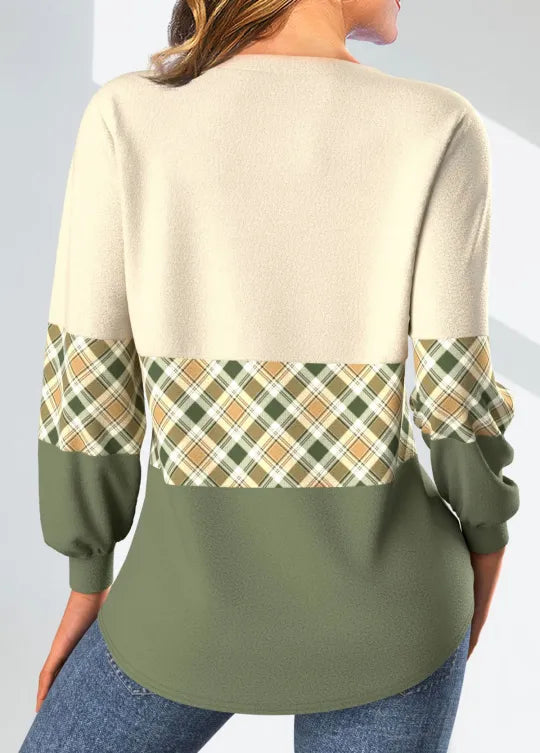 Pullover Damen | Kariertes Design mit Knopfdetail 2
