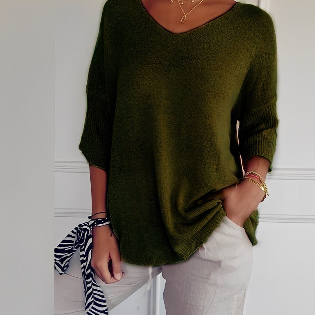 Pullover Damen | Langer Schnitt & V-Ausschnitt