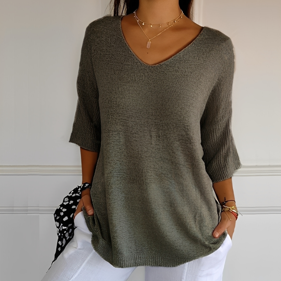 Pullover Damen | Langer Schnitt & V-Ausschnitt