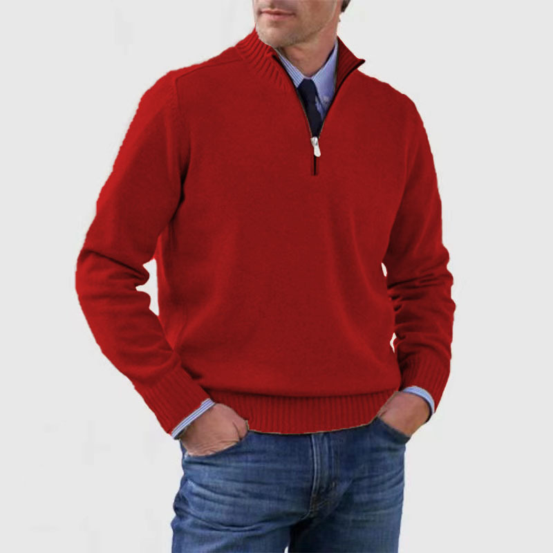 Herrenpullover Mit Halbem Reißverschluss | Langarm 0