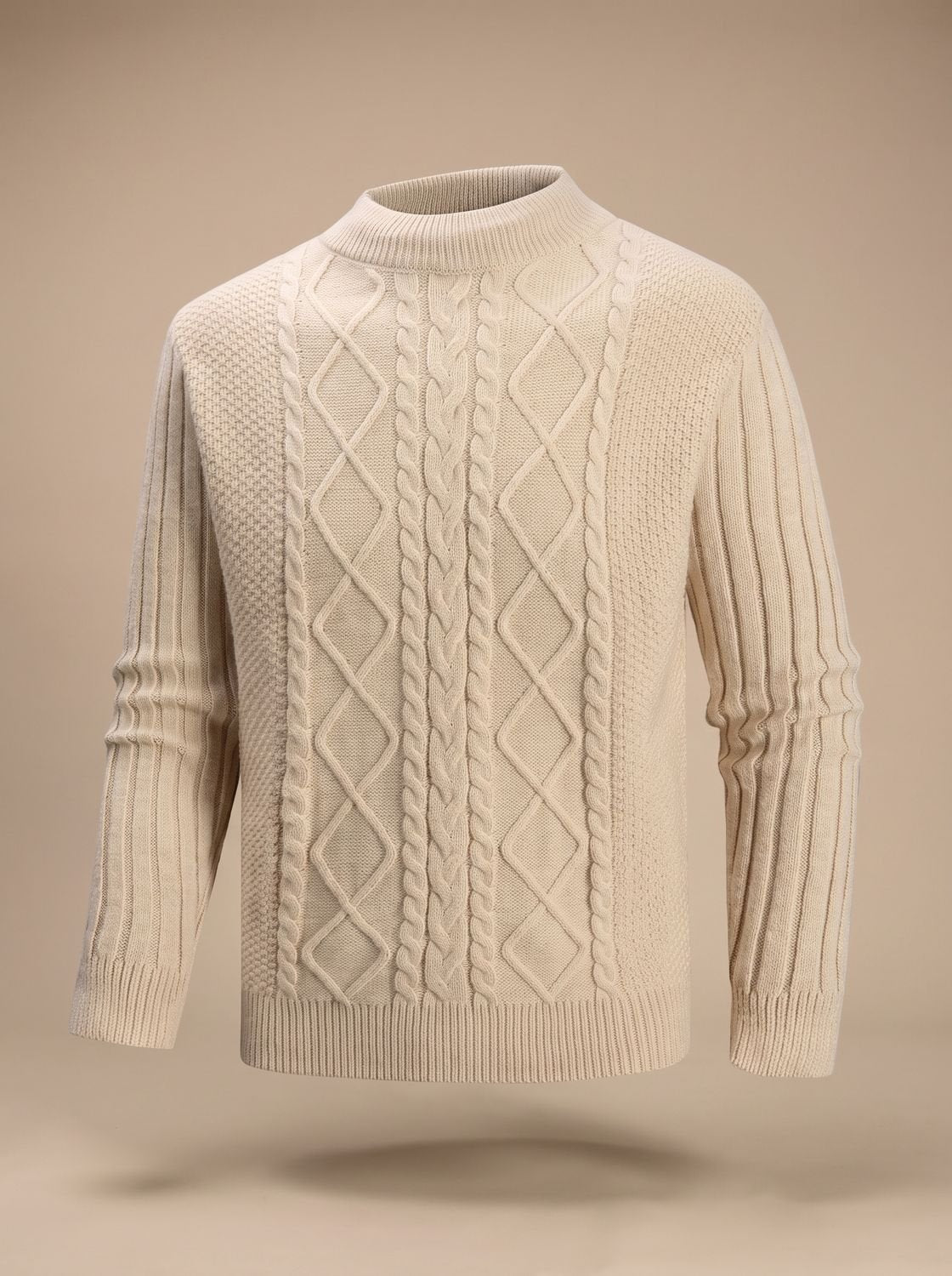 Pullover Herren Zopfmuster | Feinstrick mit Rollkragen