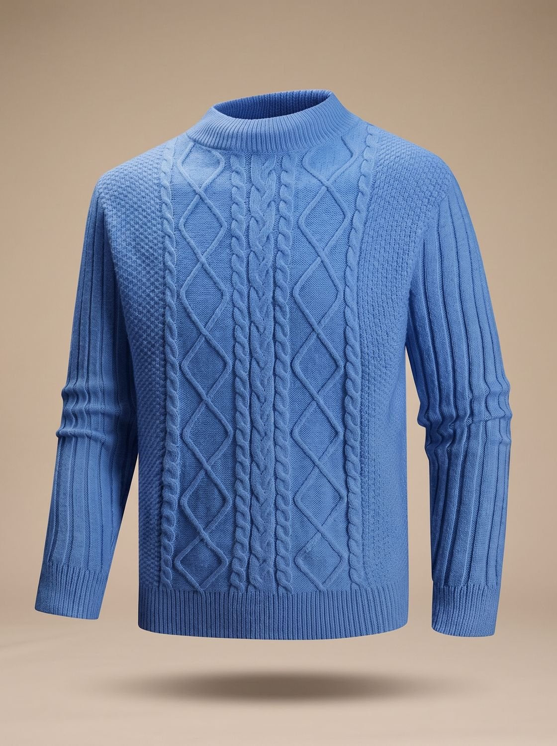 Pullover Herren Zopfmuster | Feinstrick mit Rollkragen