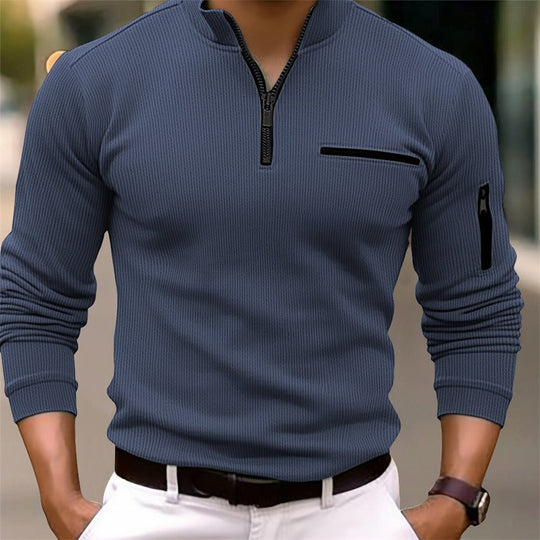 Pull-over à fermeture éclair pour hommes | Sportif et élégant avec col montant