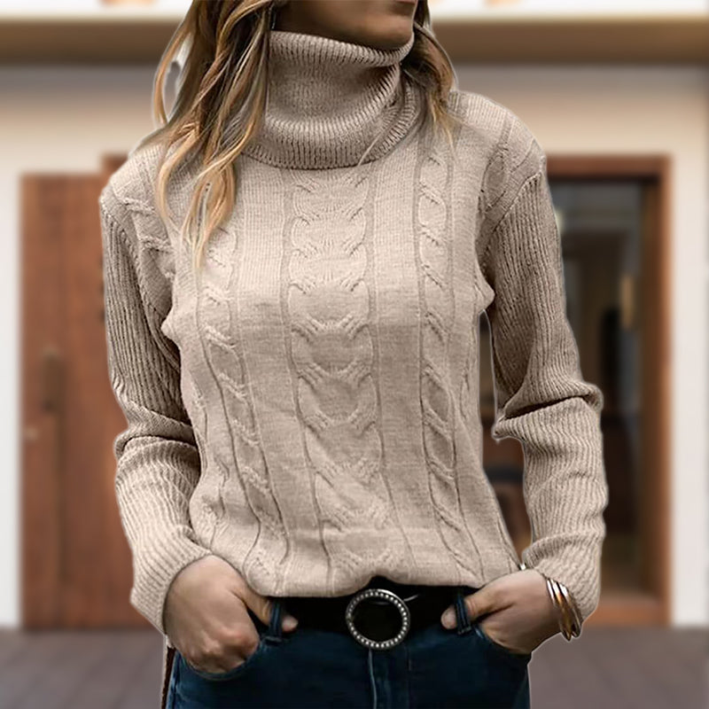 Rollkragenpullover Damen | Zopfmuster & Rippbündchen 4