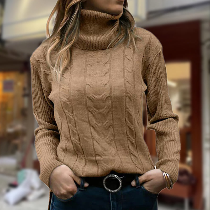 Rollkragenpullover Damen | Zopfmuster & Rippbündchen 1