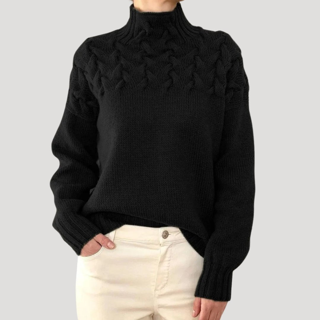 Evelyn | Damen-Rollkragenpullover mit Zopfmuster 0