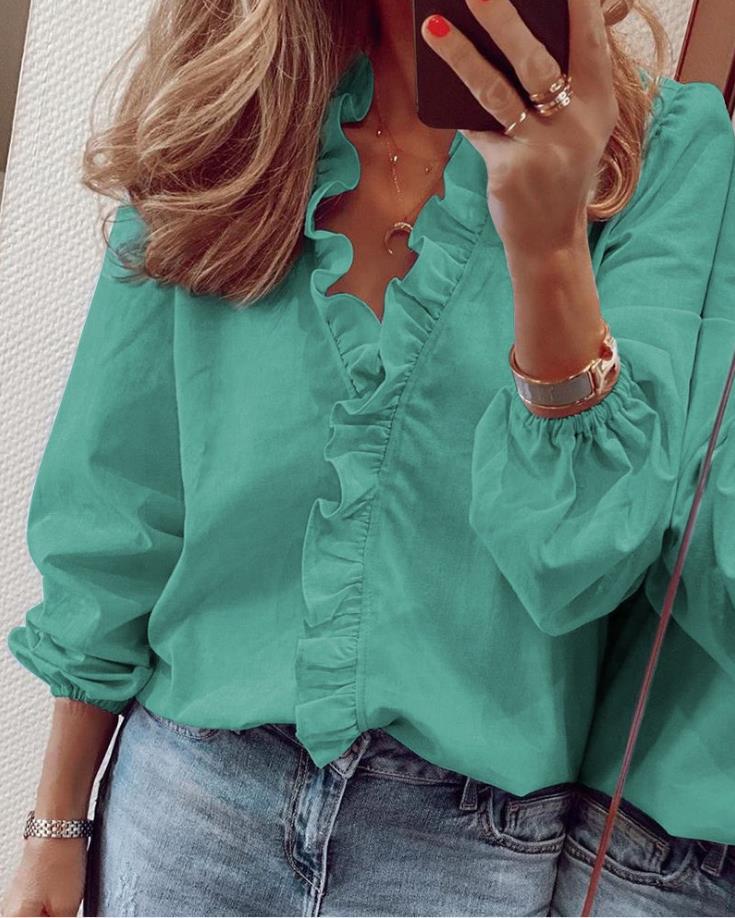 Rüschenbluse mit V-Ausschnitt 3