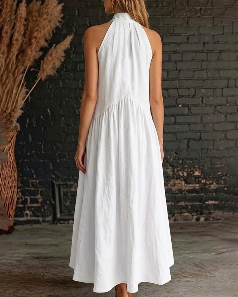 Saorla - Ärmelloses Maxikleid Aus Baumwolle Mit Hohem Kragen 6