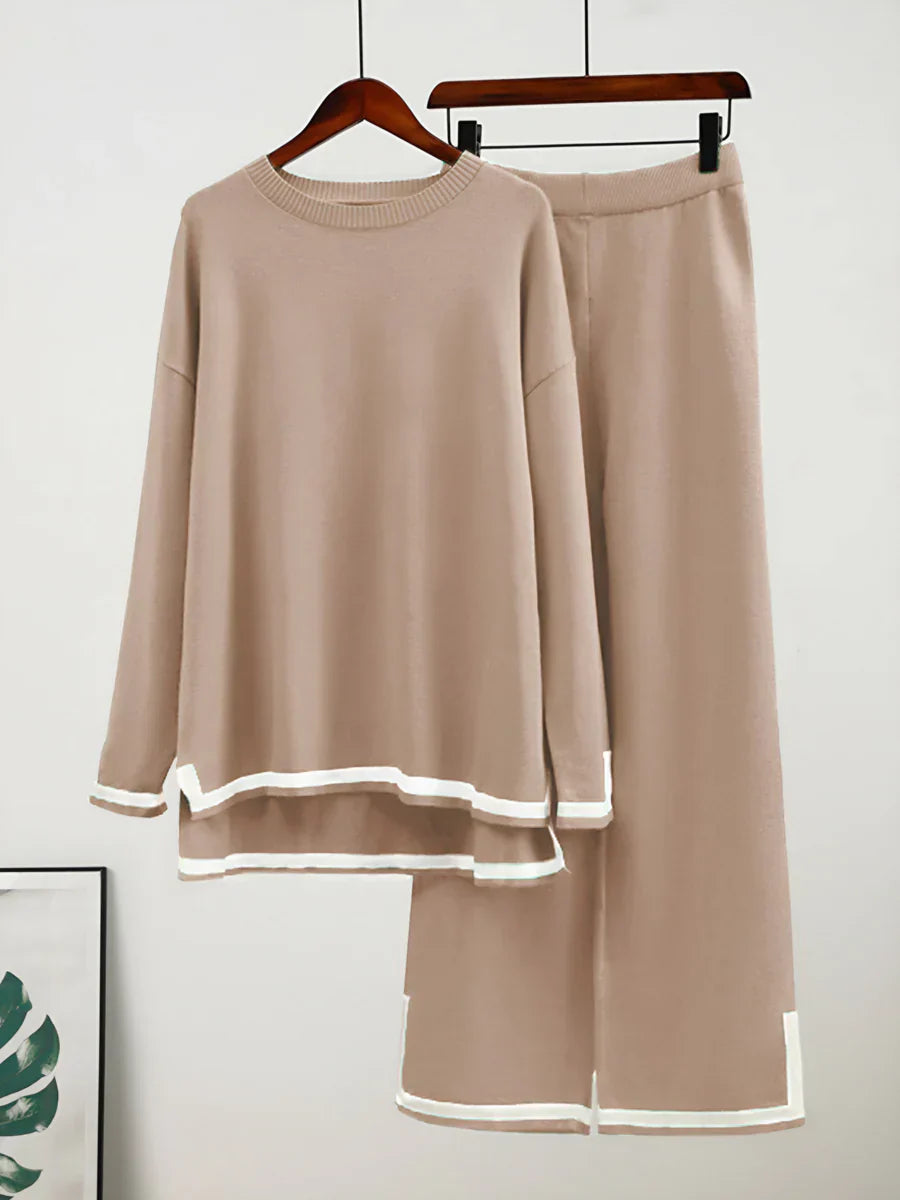 Schickes elastisches strick-loungeset