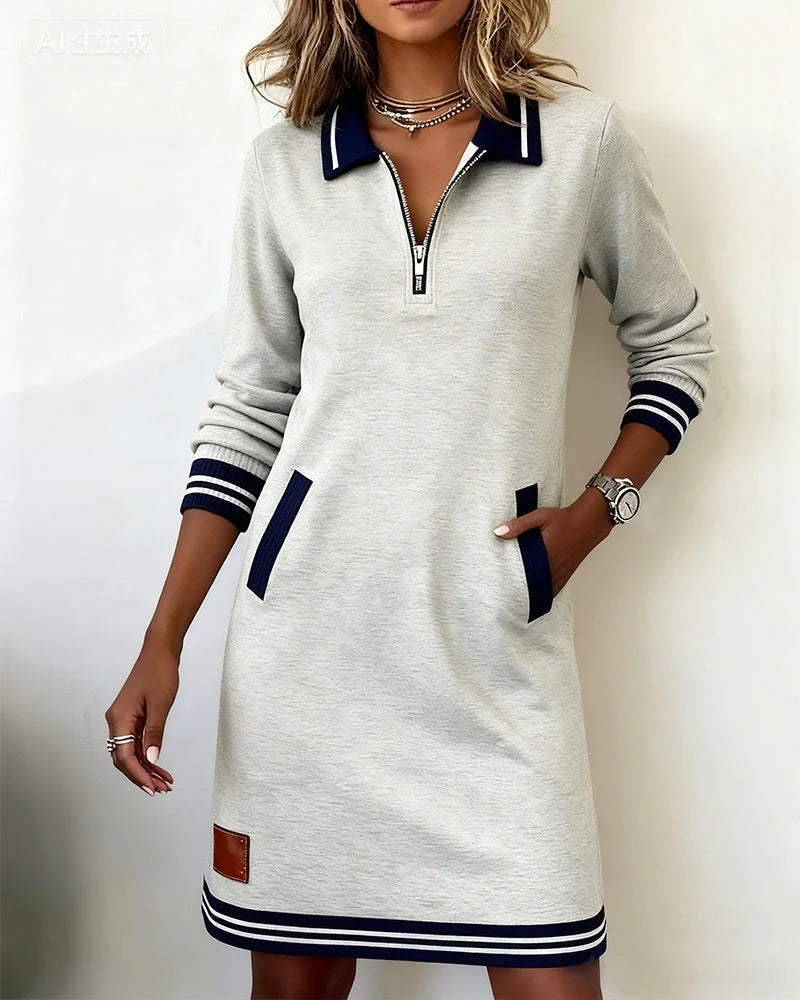 Schickes Langärmeliges Baumwollkleid 0