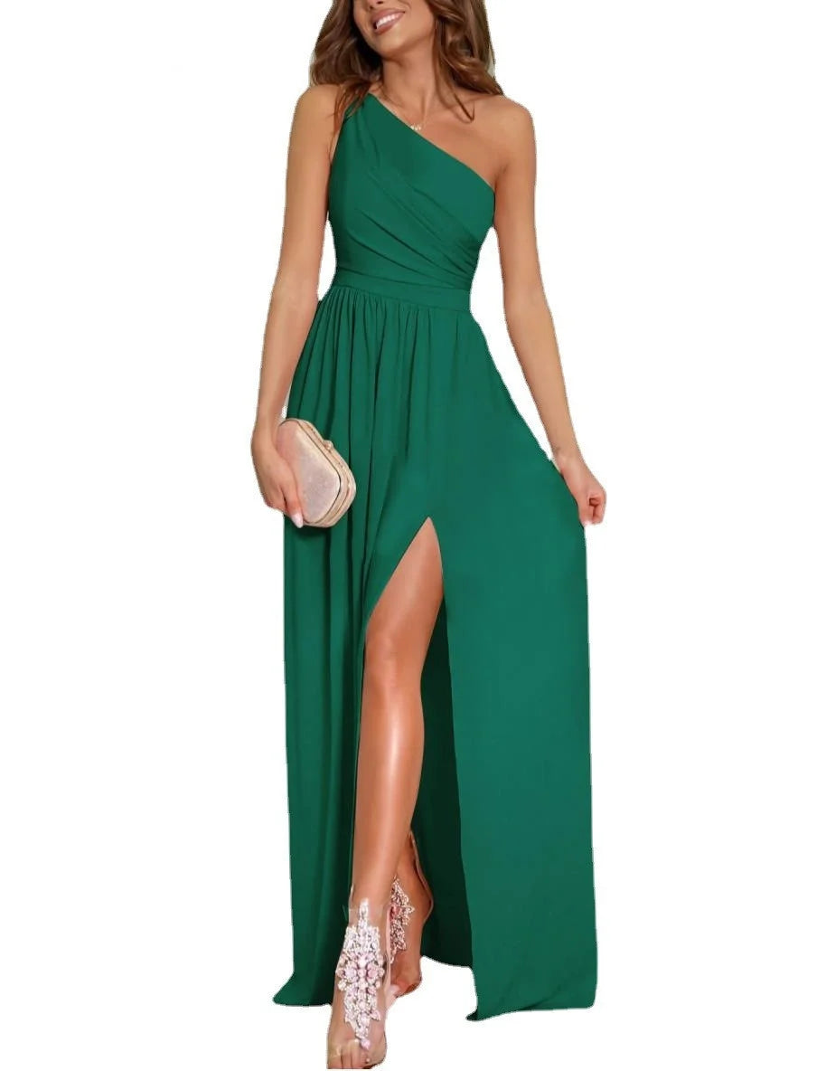 Schulterfreie, ärmellose, sexy, lange Bodycon-Kleider