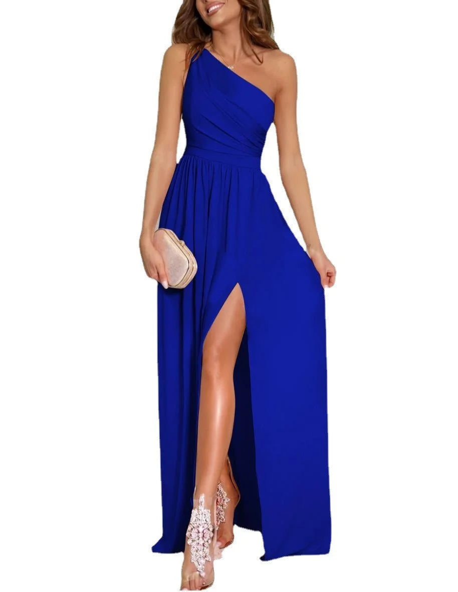 Schulterfreie, ärmellose, sexy, lange Bodycon-Kleider