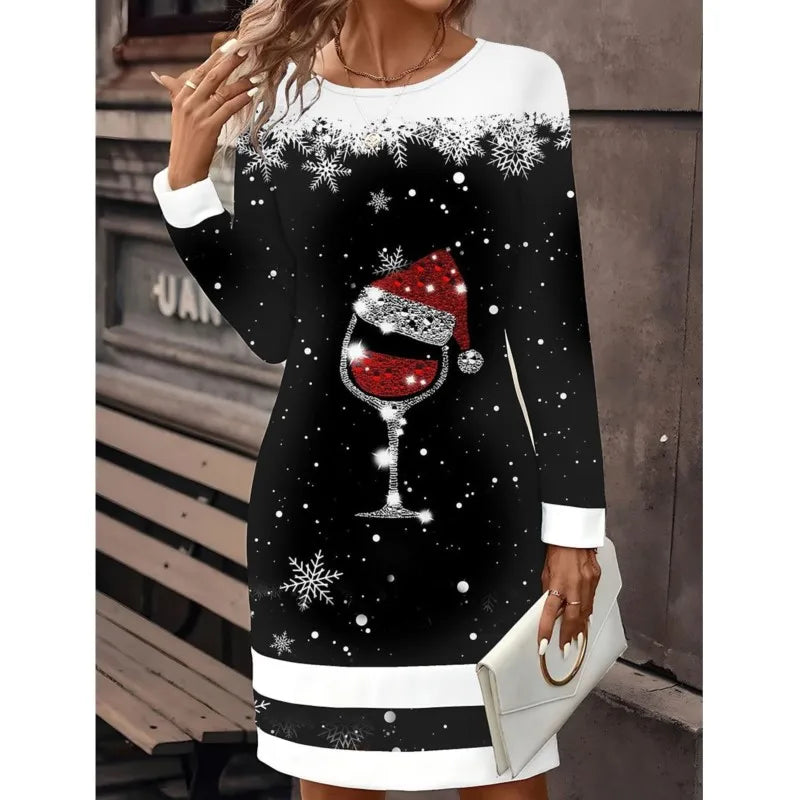 Weihnachtspullover Kleid Damen | Schneemann-Print & Bequemer Schnitt 3