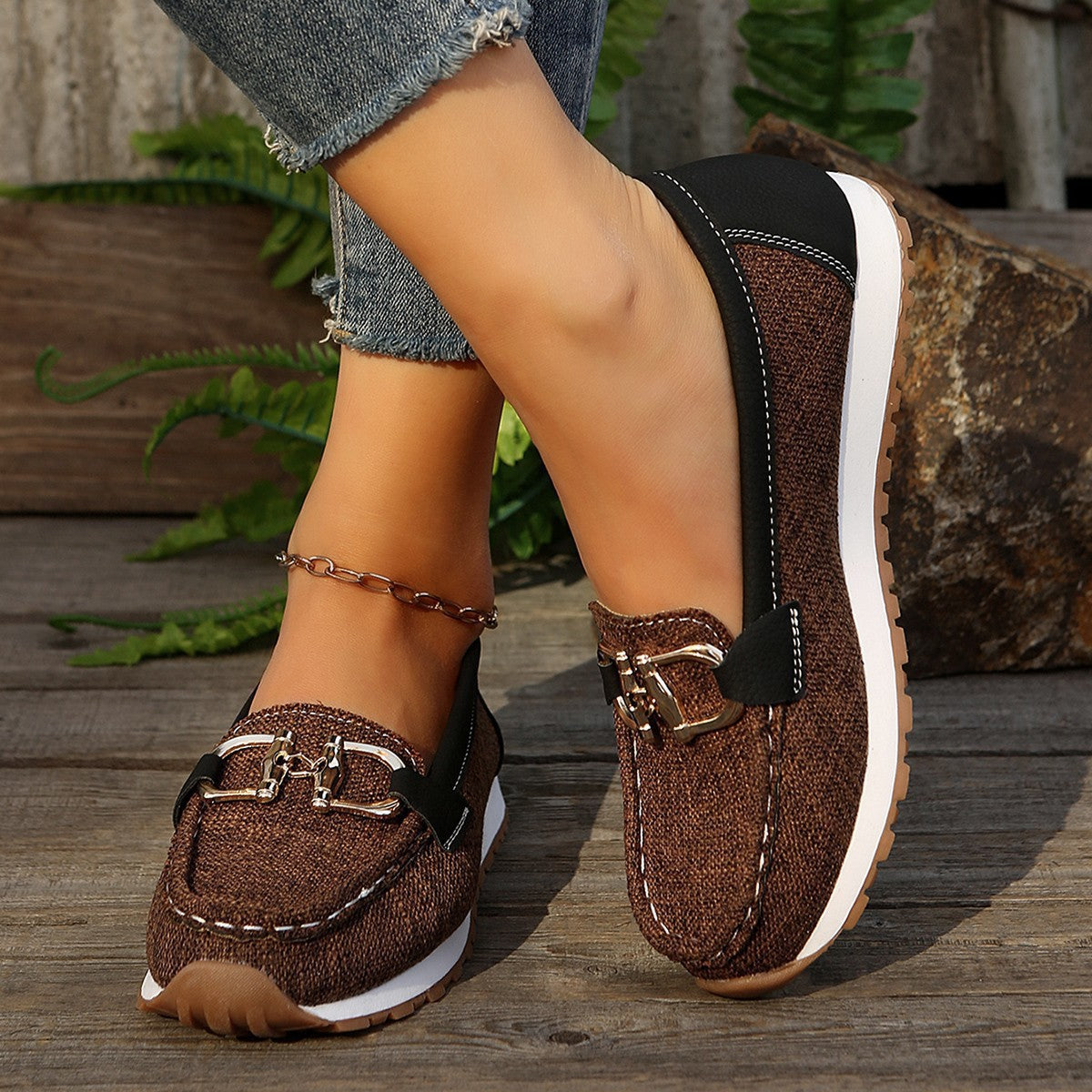 Slingback Schuhe Damen | Elegante Flats mit Metallspange